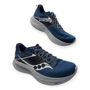 Saucony Ride 17 Tide Silver Navy Blue Road-Running Sneakers Men’s Size 10.5